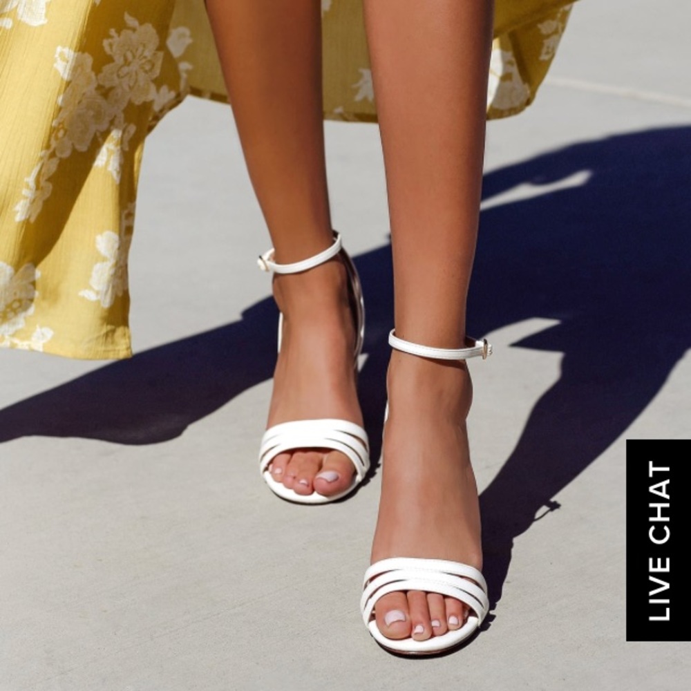 Lulus Shayla White Ankle Strap Heels
